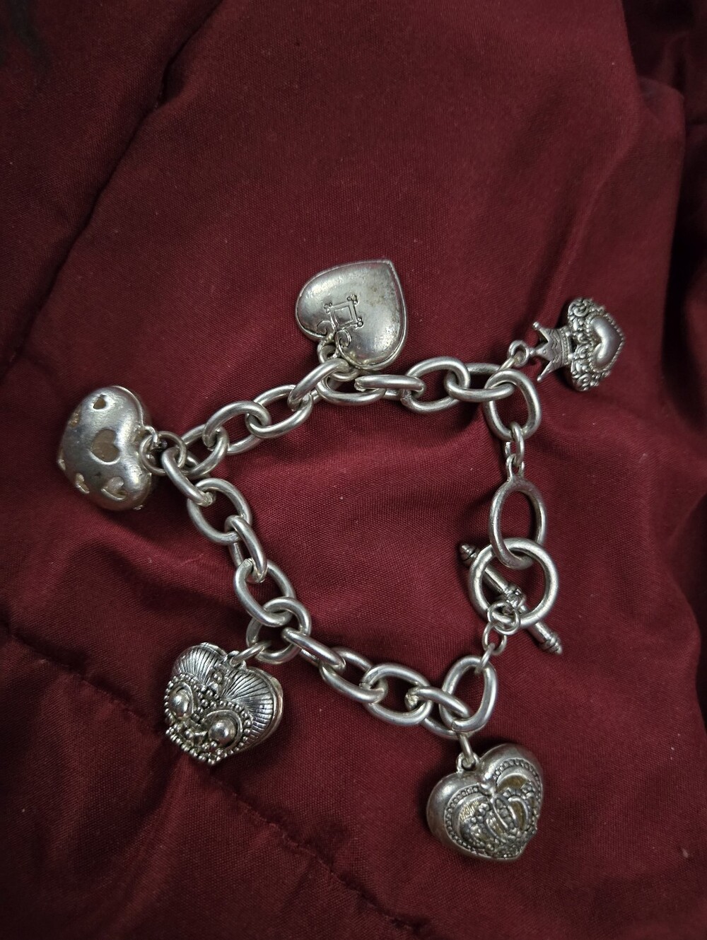 Silver Heart Queen Charm Bracelet